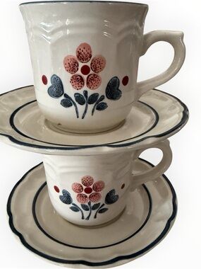 Vintage Cumberland "Brambleberry" Cups & Saucers - Set of 2 Japan